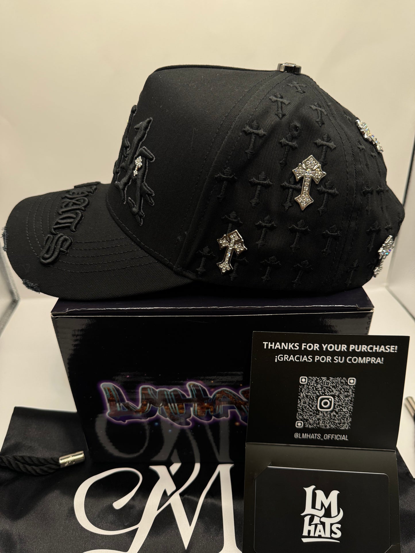 La la la total black cruz cristal hats