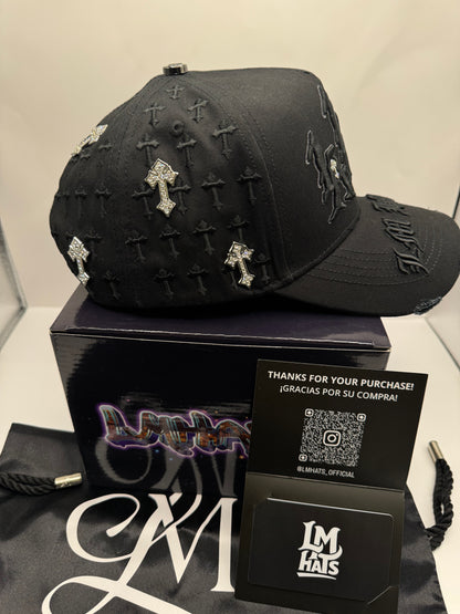 La la la total black cruz cristal hats