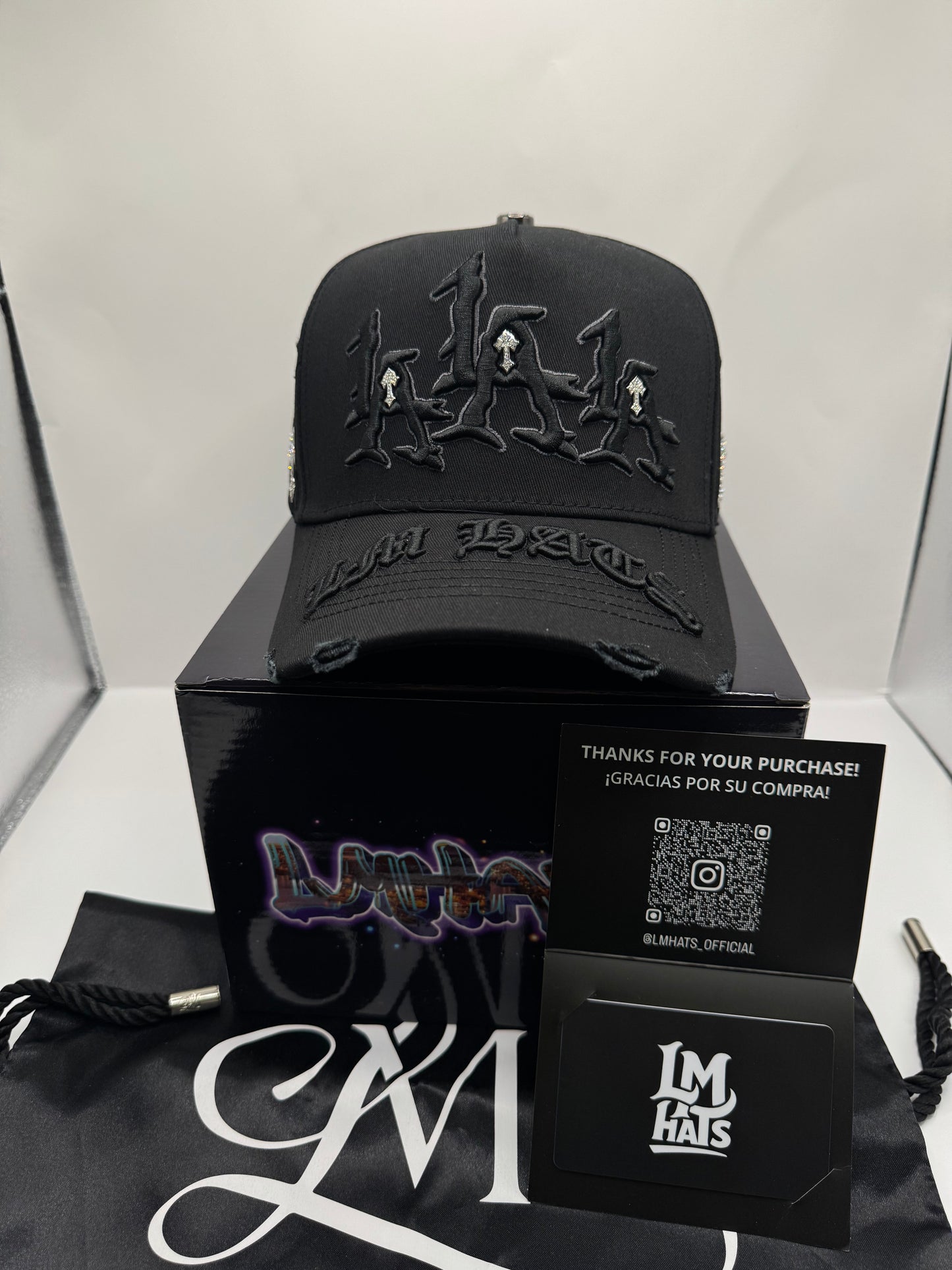 La la la total black cruz cristal hats