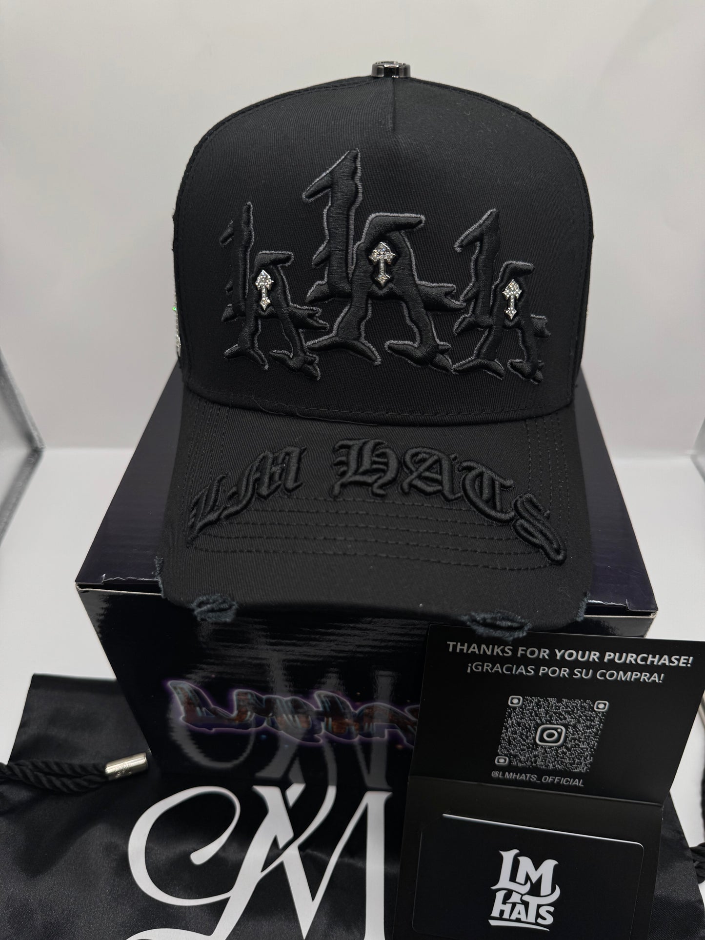 La la la total black cruz cristal hats